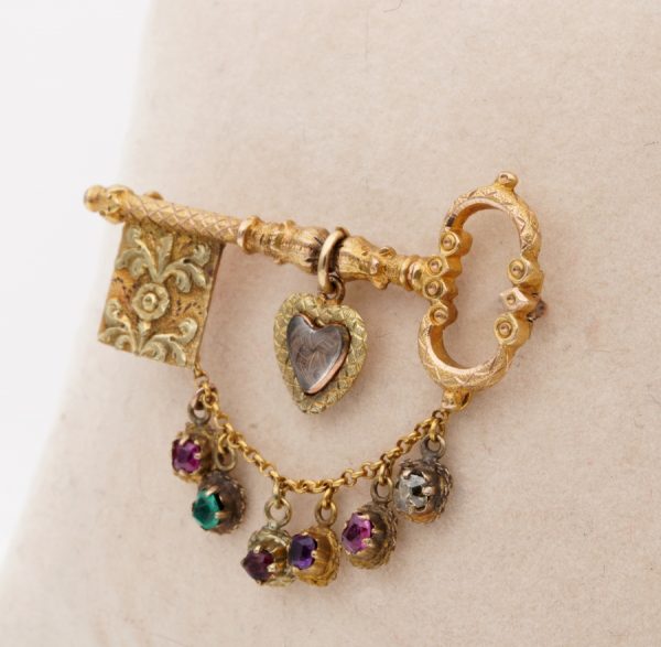 Antique Georgian Key to My Heart Rare 18ct Acrostic Brooch