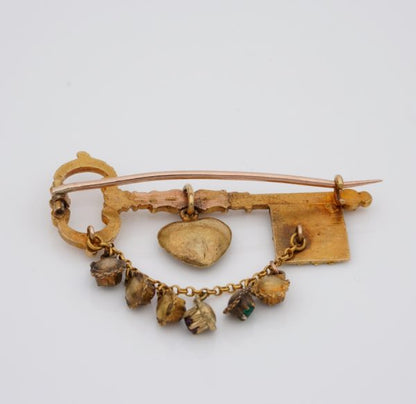 Antique Georgian Key to My Heart Rare 18ct Acrostic Brooch