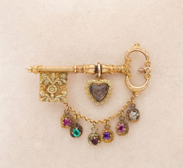 Antique Georgian Key to My Heart Rare 18ct Acrostic Brooch