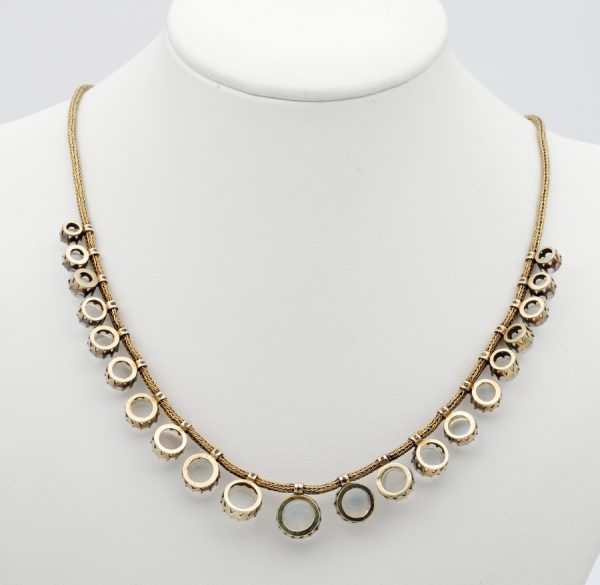 Antique Victorian 36.00ct Moonstone Snake Chain 18ct Necklace