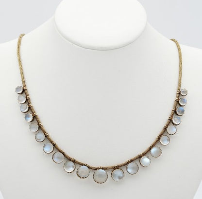 Antique Victorian 36.00ct Moonstone Snake Chain 18ct Necklace