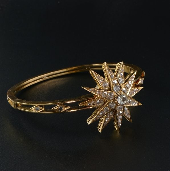 Celestial Antique Victorian 4.25ct Diamond Bangle