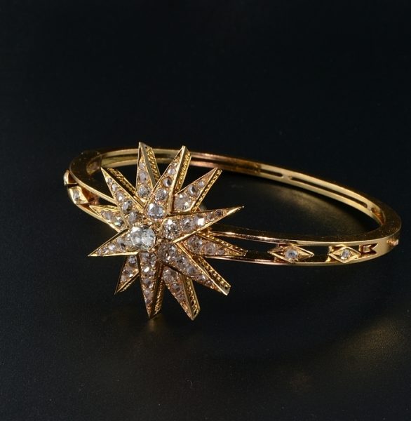 Celestial Antique Victorian 4.25ct Diamond Bangle