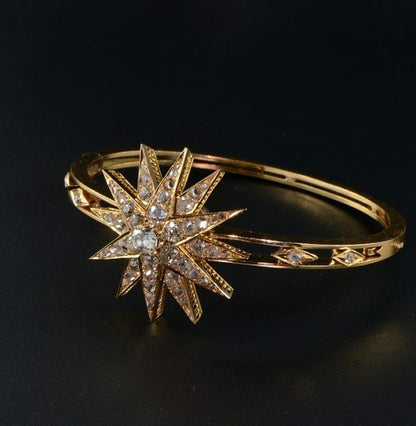 Celestial Antique Victorian 4.25ct Diamond Bangle
