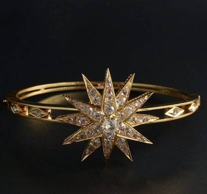 Celestial Antique Victorian 4.25ct Diamond Bangle