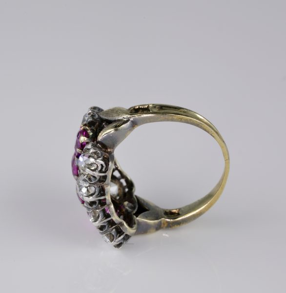 Antique Victorian 2.0ct Certified Burma Ruby and 2.60ct Diamond Ring