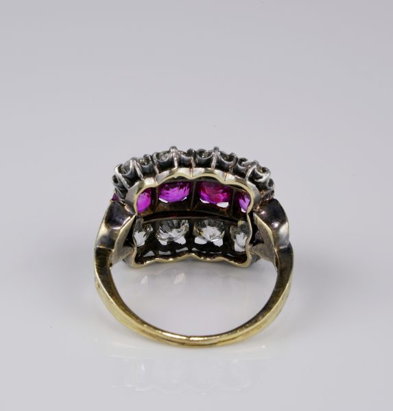 Antique Victorian 2.0ct Certified Burma Ruby and 2.60ct Diamond Ring
