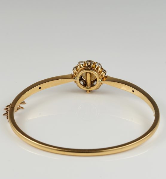 Antique Victorian Pearl and Diamond Rare 18ct Rose Gold Bangle