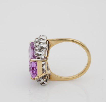 Vintage Kunzite and Diamond Mid Century Ring