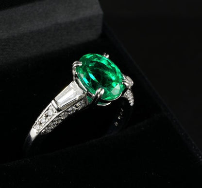 Exceptional 2.58ct Colombian Emerald and Diamond Platinum Engagement Ring