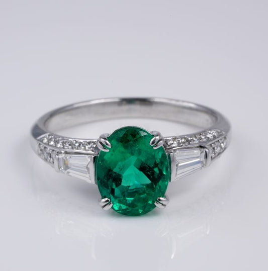 Exceptional 2.58ct Colombian Emerald and Diamond Platinum Engagement Ring