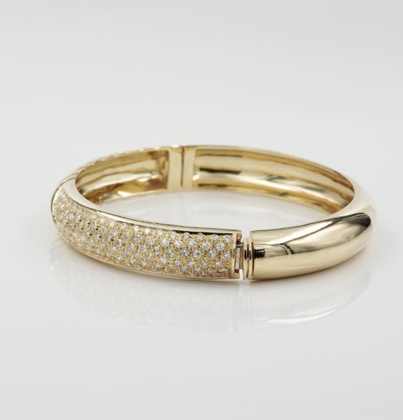 Vintage Signed Fontana Mid Century 2.20ct Diamond Bangle