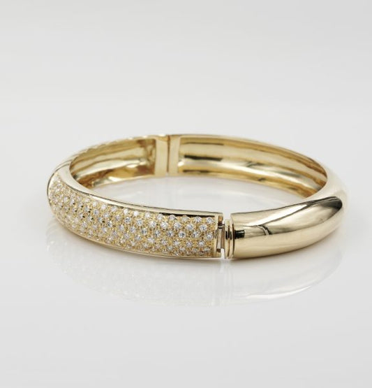 Vintage Signed Fontana Mid Century 2.20ct Diamond Bangle