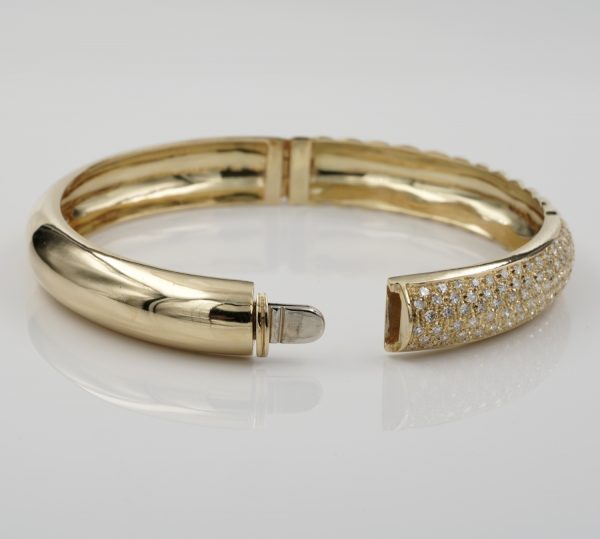 Vintage Signed Fontana Mid Century 2.20ct Diamond Bangle