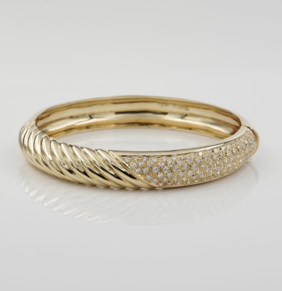 Vintage Signed Fontana Mid Century 2.20ct Diamond Bangle