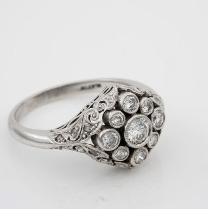 Antique Art Nouveau .75ct Diamond F VVS/VS Platinum Rare Engagement ring