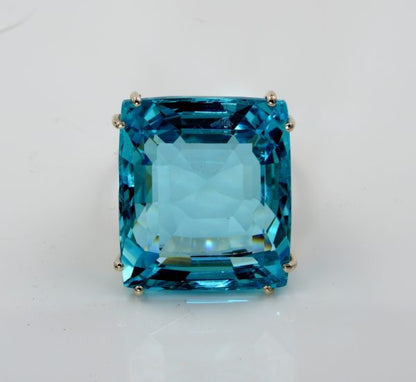 Retro 50.00ct Untreated Aquamarine Diamond Ring
