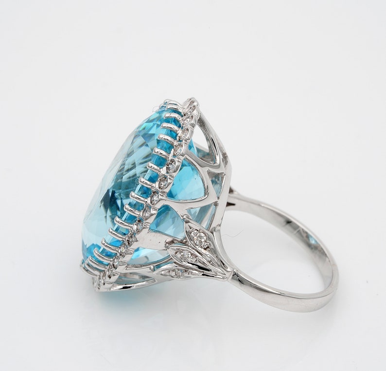 Vintage 27.00ct Aquamarine and Diamond Ring