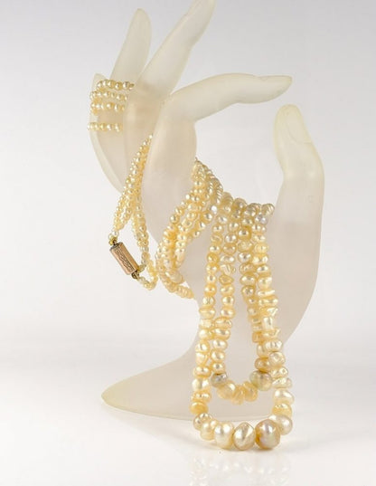 Antique Victorian Stunning Gigantic Double Strand Natural Basra Pearl Necklace