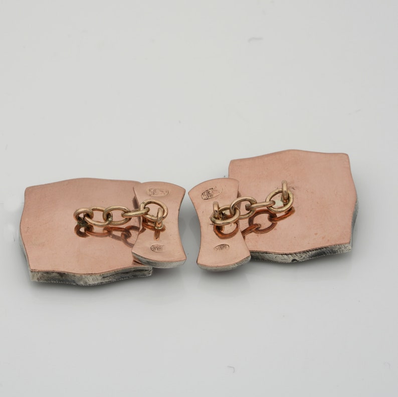 Antique Fabergé Mikhail Perkhin Antique Diamond Guilloche Cufflinks