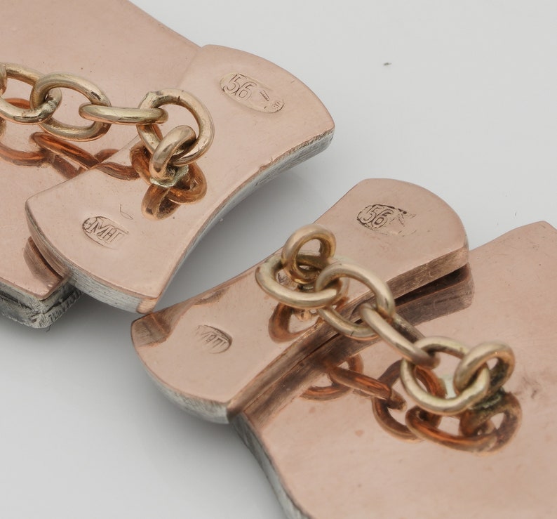 Antique Fabergé Mikhail Perkhin Antique Diamond Guilloche Cufflinks