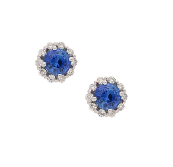 2.10ct Sapphire and Diamond Coronet Cluster Stud Earrings