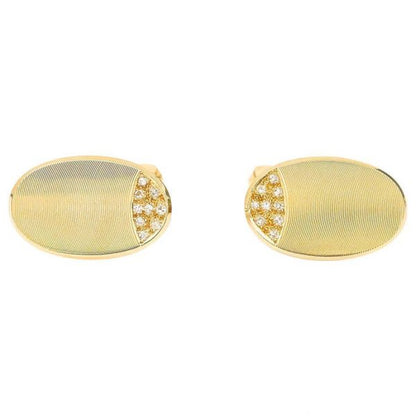 Vintage 18ct Yellow Gold and Diamond Oval Cufflinks, English, circa 1970s, in Box