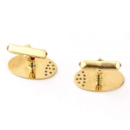 Vintage 18ct Yellow Gold and Diamond Oval Cufflinks, English, circa 1970s, in Box