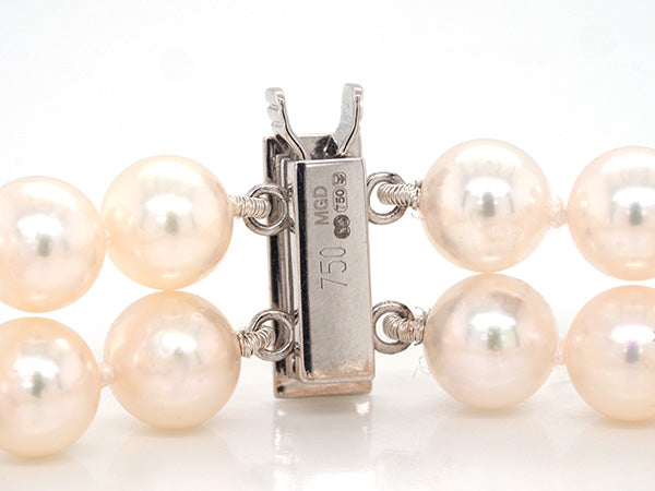 Two Row Akoya Pearl Bracelet with Diamonds