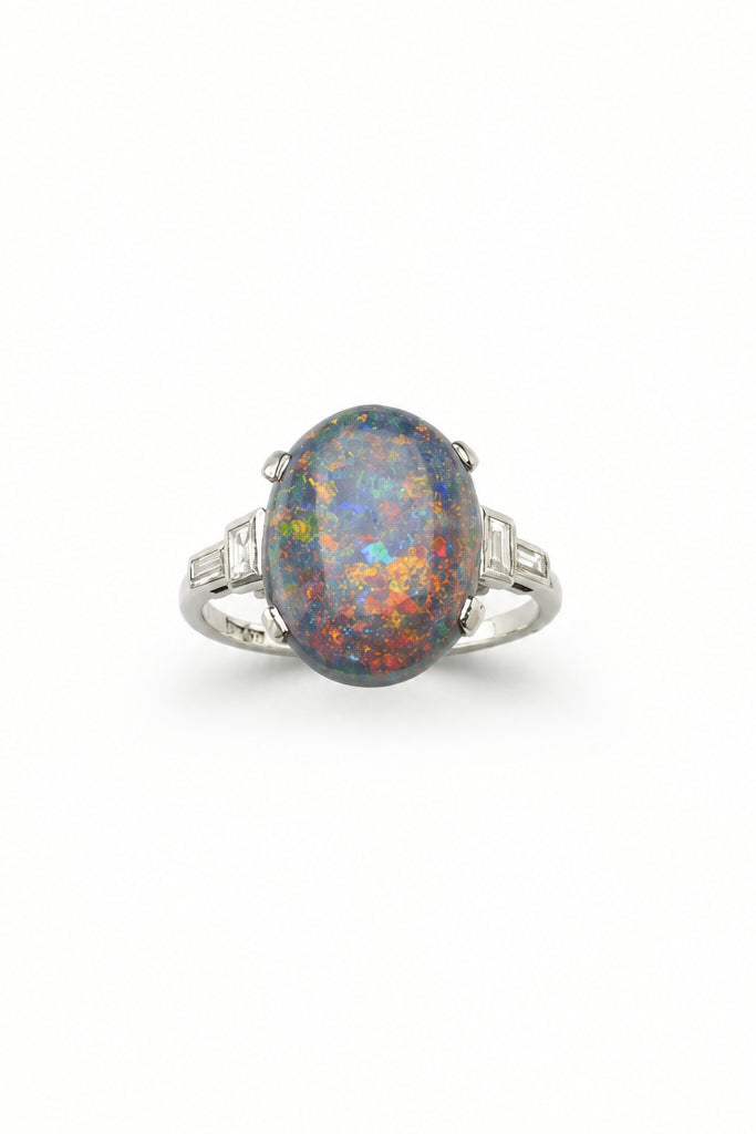 Harlequin opal ring