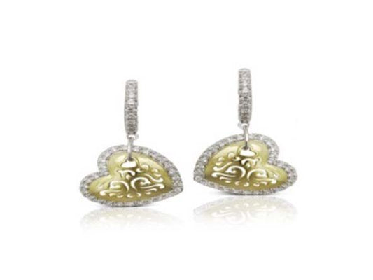 Diamond and 18ct Gold Heart Drop Earrings
