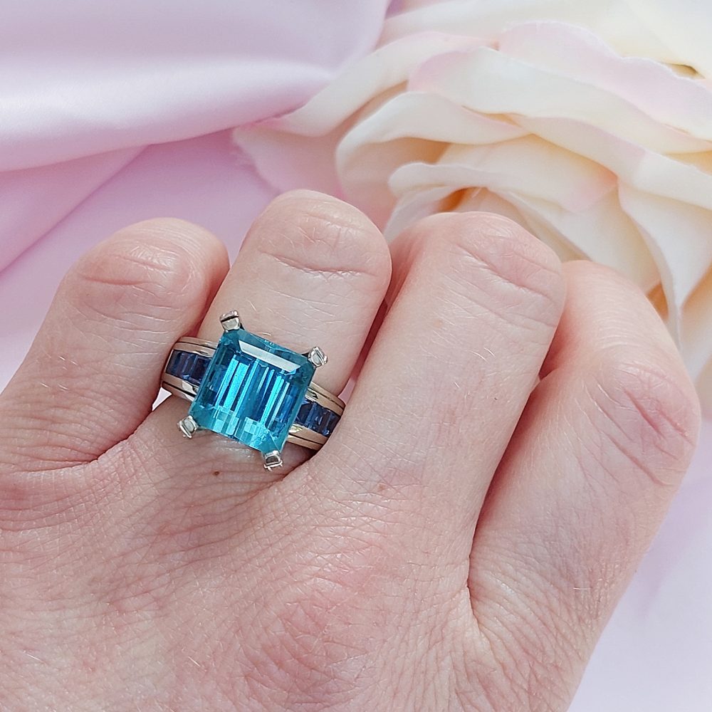 Aquamarine and Sapphire Ring by Hemmerle