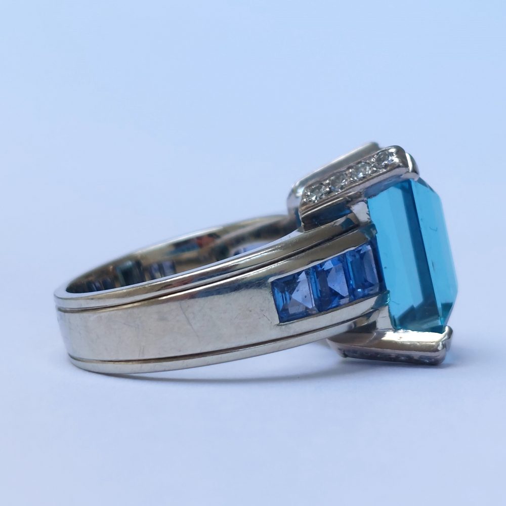 Aquamarine and Sapphire Ring by Hemmerle