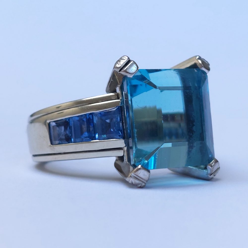 Aquamarine and Sapphire Ring by Hemmerle