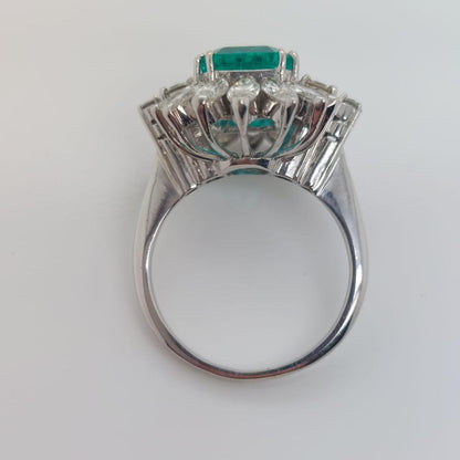 3.75ct Colombian Emerald and Marquise Diamond Floral Cluster Ring