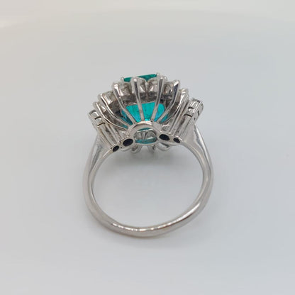 3.75ct Colombian Emerald and Marquise Diamond Floral Cluster Ring