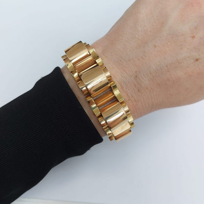 Vintage 1930s Bi Colour Gold Tank Bracelet