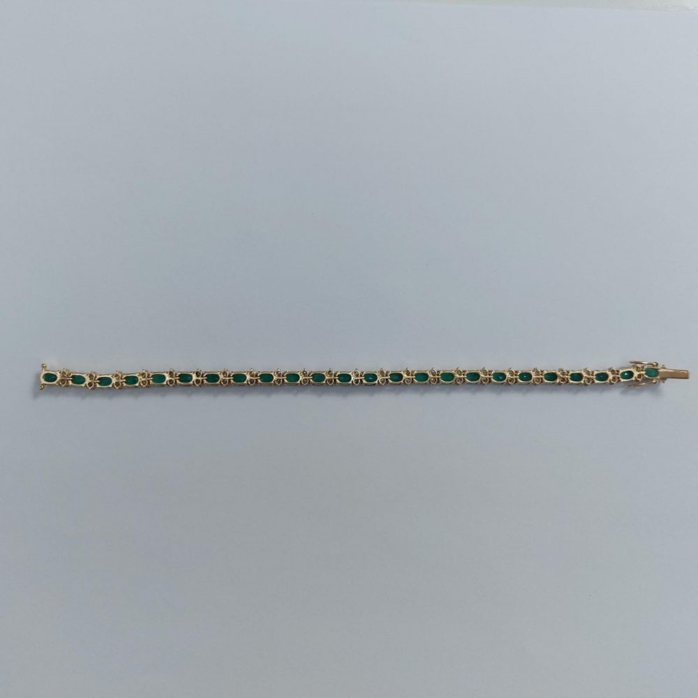 Vintage 7ct Emerald and Diamond Gold Line Bracelet