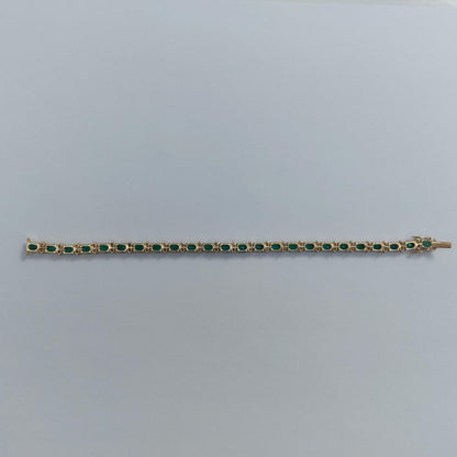 Vintage 7ct Emerald and Diamond Gold Line Bracelet