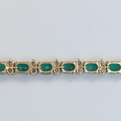 Vintage 7ct Emerald and Diamond Gold Line Bracelet