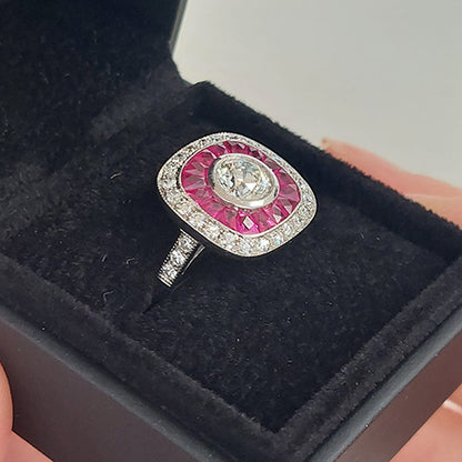1ct Diamond and Calibre Ruby Cluster Ring