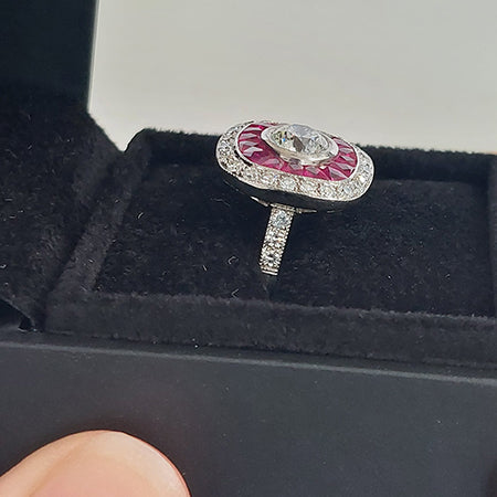 1ct Diamond and Calibre Ruby Cluster Ring