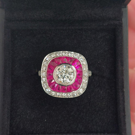 1ct Diamond and Calibre Ruby Cluster Ring