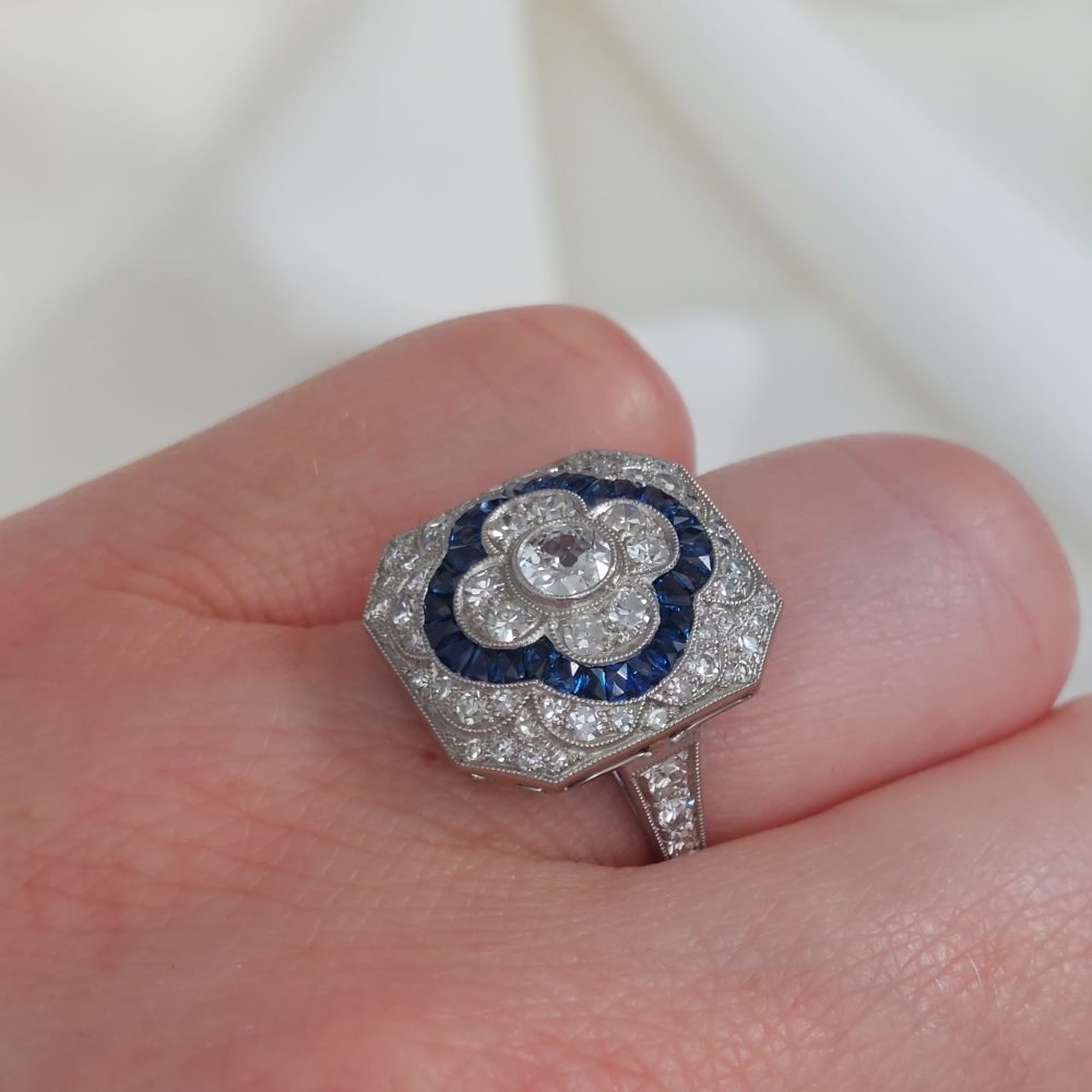 Sapphire and Diamond Cluster Dress Ring