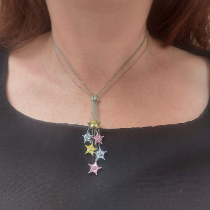 Tiffany & Co Multi Sapphire Star and Diamond Pendant Necklace