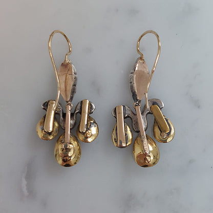 Georgian Antique 1.80ct Old Cut Diamond Pendeloque Earrings