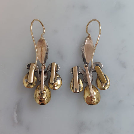 Georgian Antique 1.80ct Old Cut Diamond Pendeloque Earrings