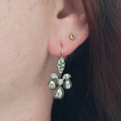 Georgian Antique 1.80ct Old Cut Diamond Pendeloque Earrings