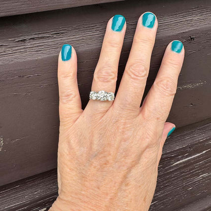 Classic Three Stone Diamond Ring in 18ct White Gold, 3.69 carat total