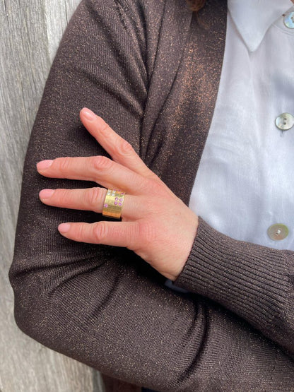 Vintage Cartier Lanieres 18 Carat Yellow Gold Diamond And Pink Sapphire Ring